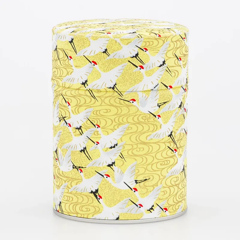 Boite à thé double couvercle, boite à thé grue, boite à thé washi, sélection thé