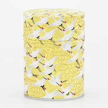 Boite à thé double couvercle, boite à thé grue, boite à thé washi, sélection thé