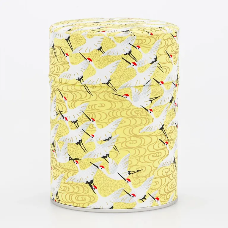 Boite à thé double couvercle, boite à thé grue, boite à thé washi, sélection thé