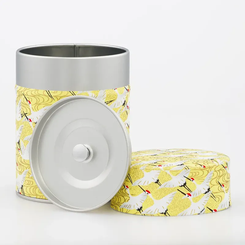 Boite à thé double couvercle, boite à thé grue, boite à thé washi, sélection thé