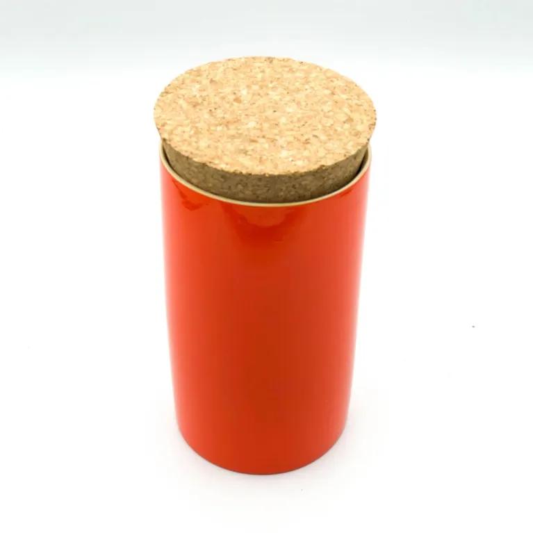 Boîte à thé en bambou laquée corail